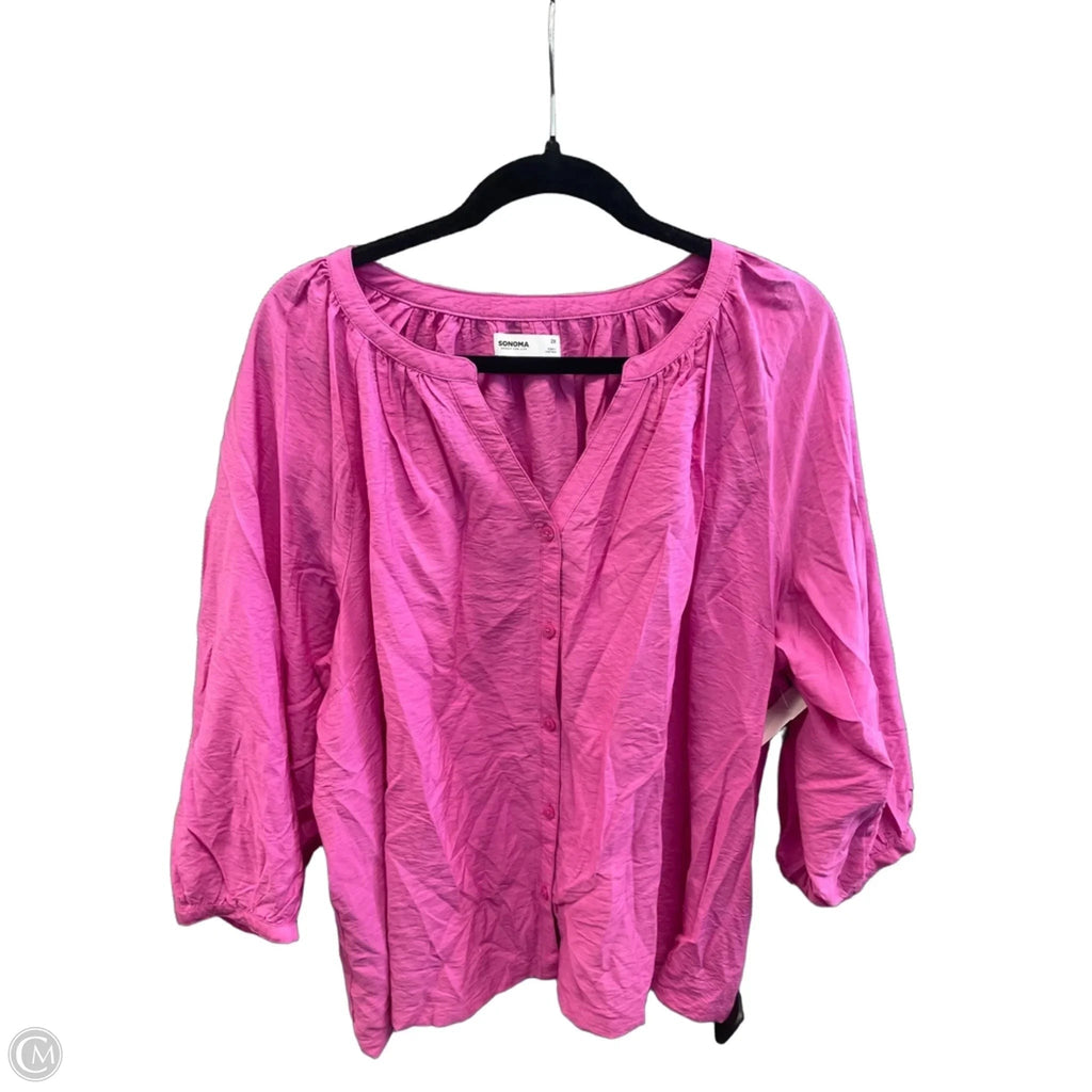 Top Long Sleeve By Sonoma In Pink, Size: 2x