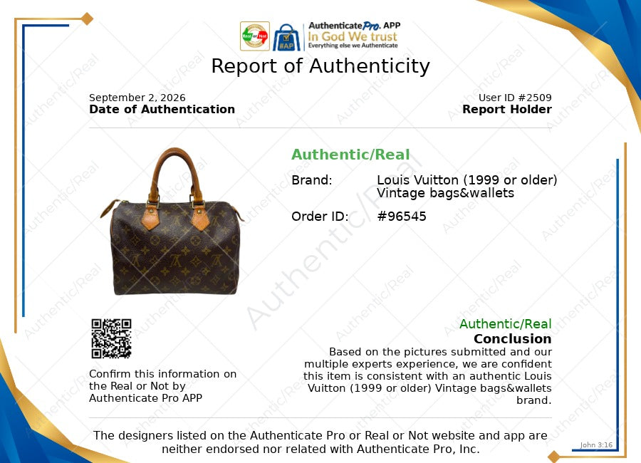 Monogram Speedy 25 Handbag Luxury Designer By Louis Vuitton, Size: Small