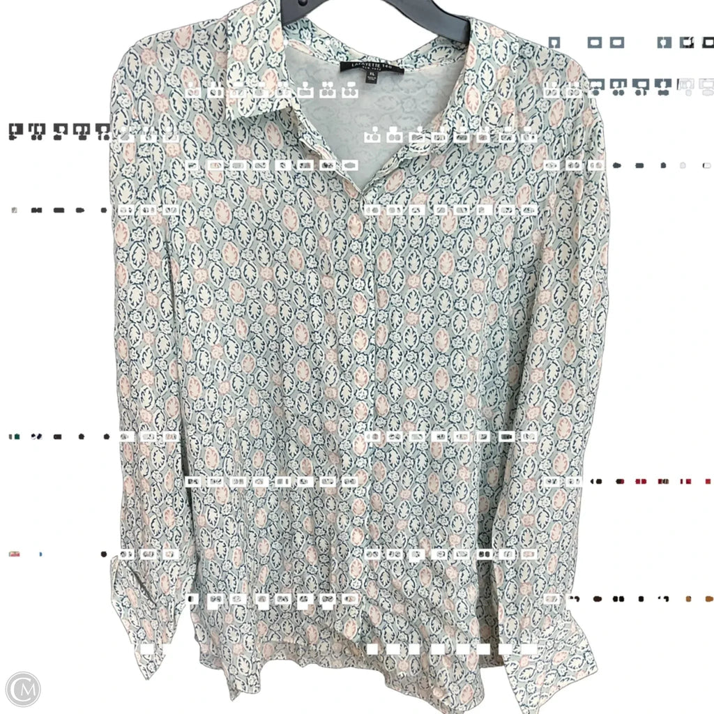 Blouse Designer By Lafayette 148 In Blue, Size: Xl