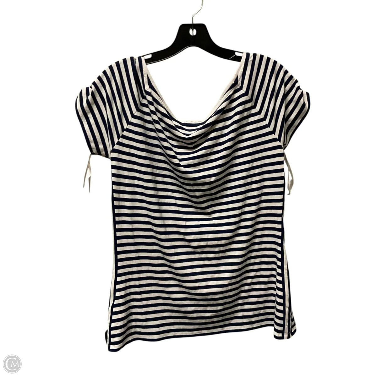 Top Short Sleeve Basic By White House Black Market In Striped Pattern, Size: L