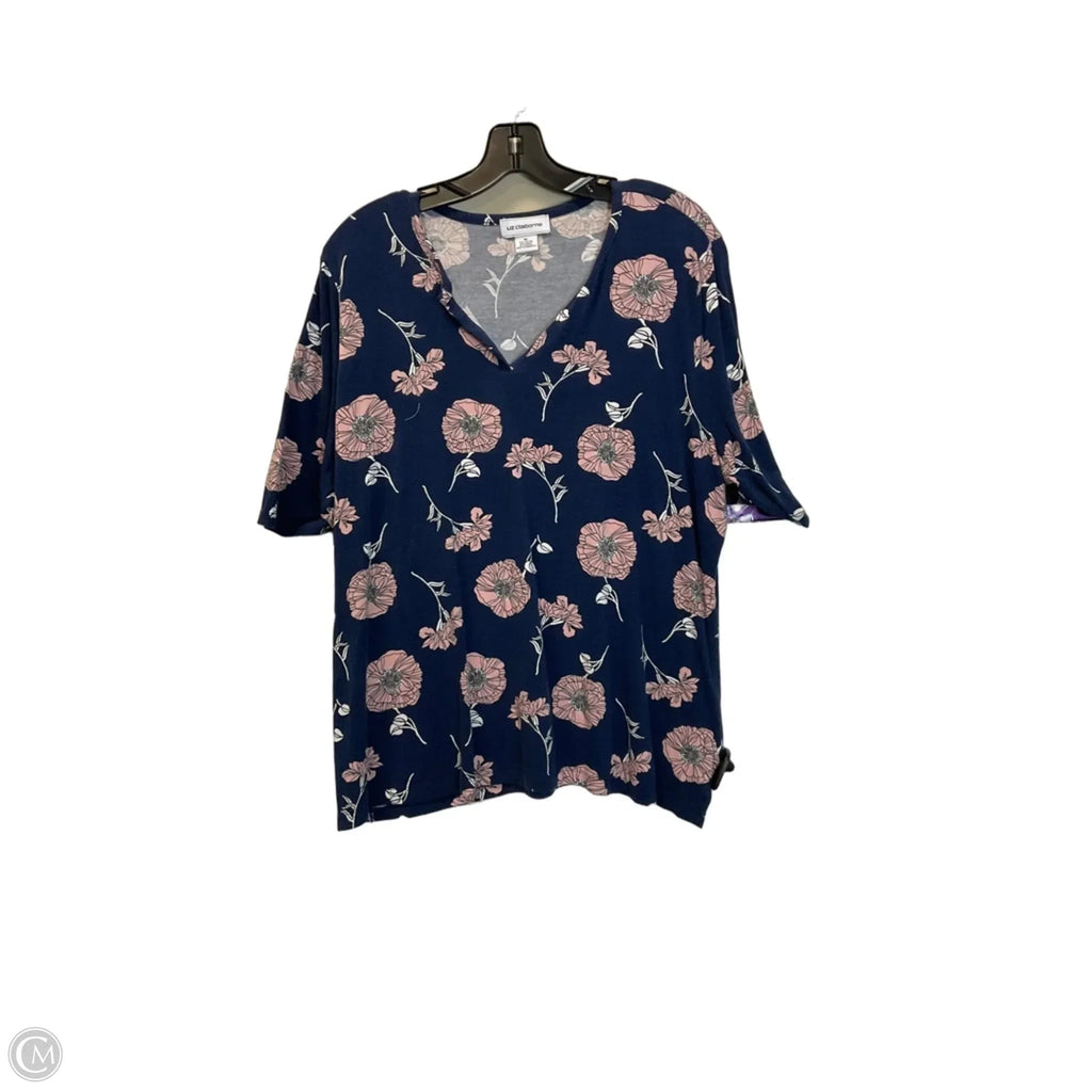 Top Short Sleeve By Liz Claiborne In Blue, Size: Xl