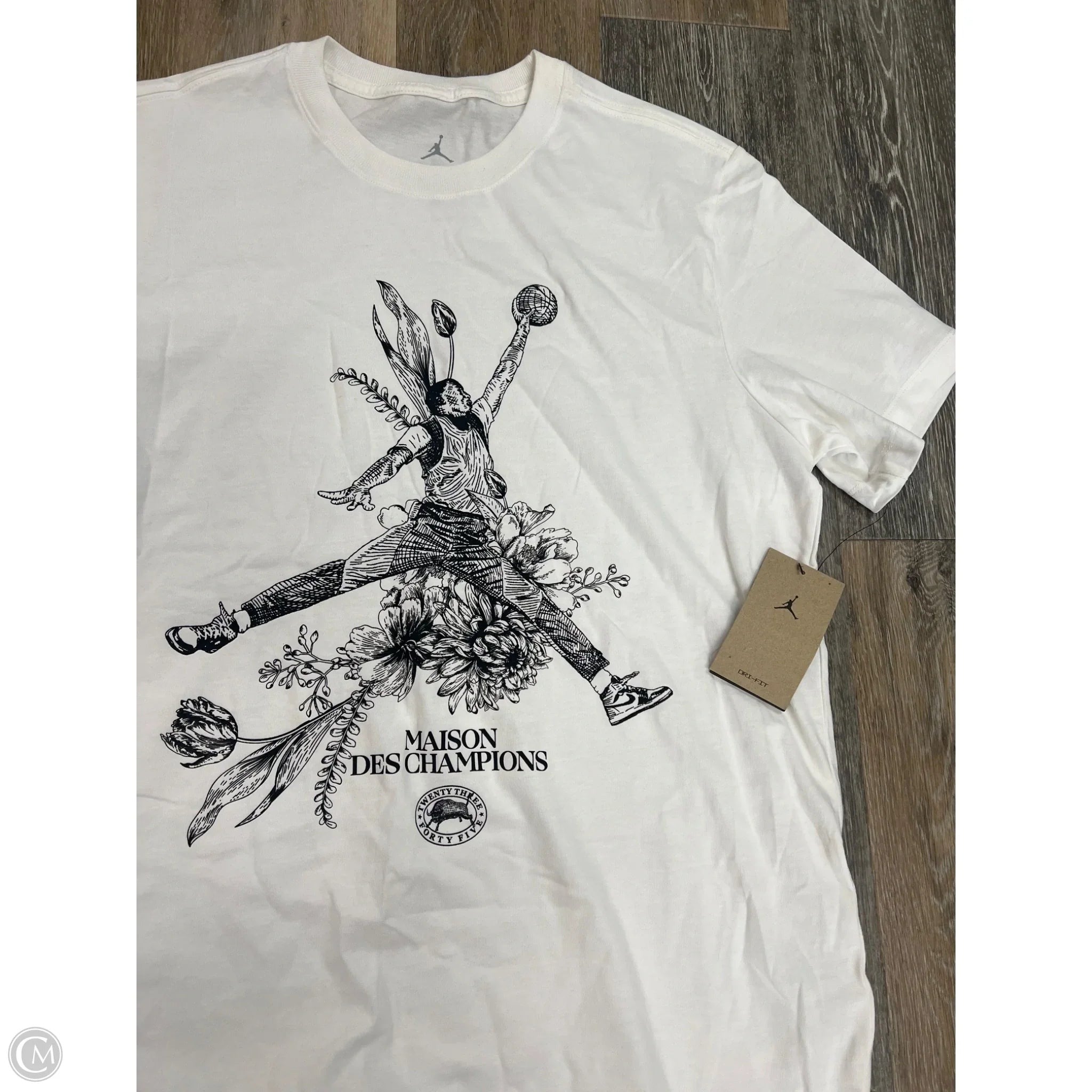 Top Short Sleeve Luxury Designer By Jordan In White, Size: L (men’s)