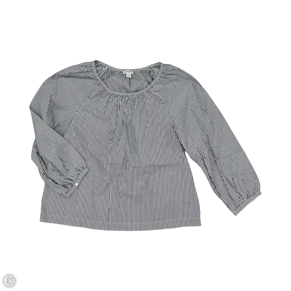 Blouse Long Sleeve By J. Crew In Blue & Cream, Size: S