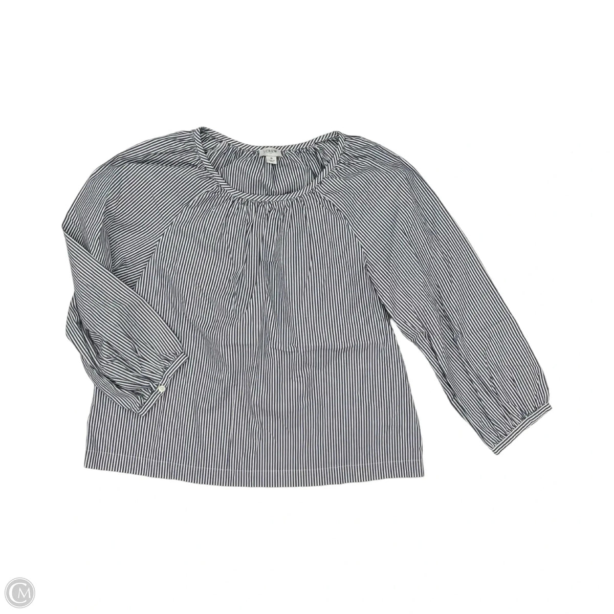 Blouse Long Sleeve By J. Crew In Blue & Cream, Size: S