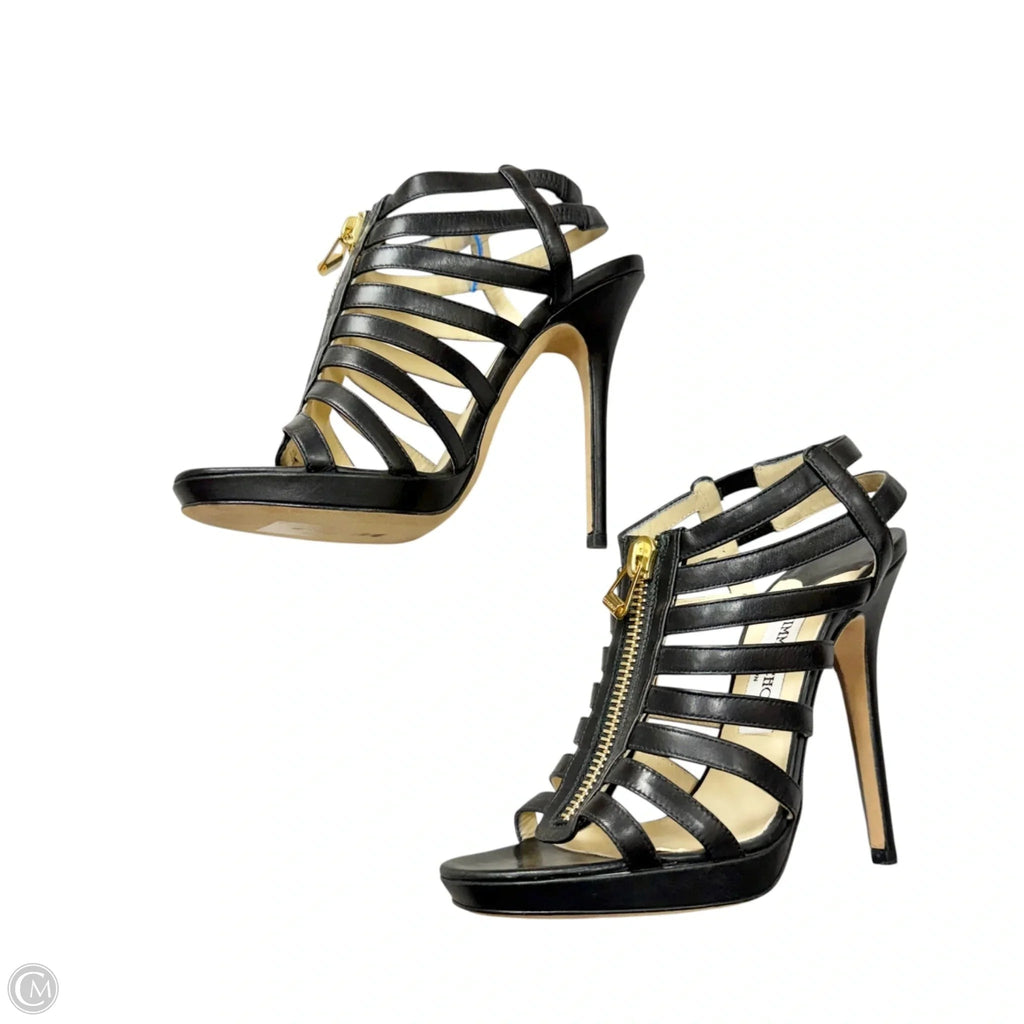 Sandals Luxury Designer By Jimmy Choo In Black, Size: 7.5