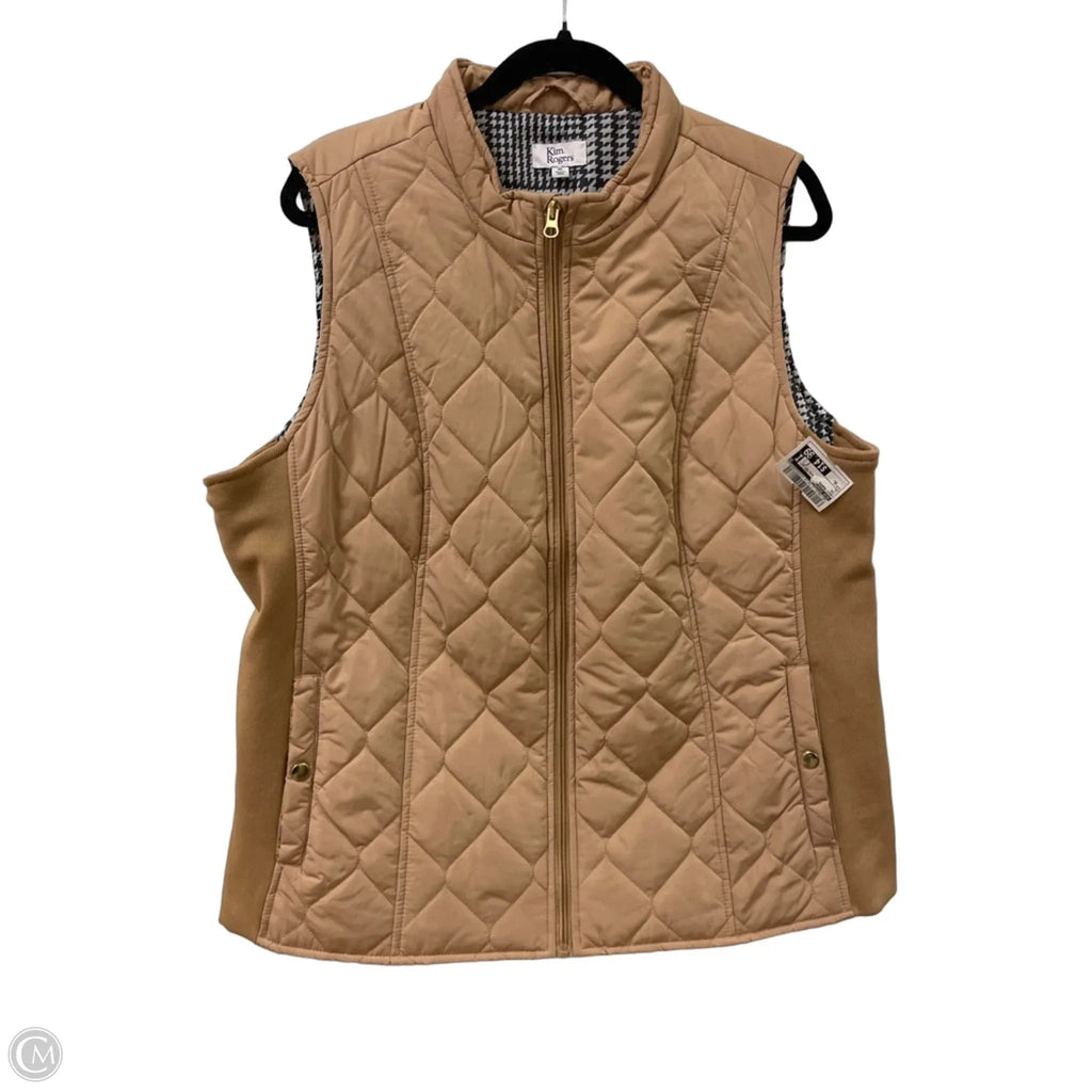 Vest Puffer & Quilted By Kim Rogers In Tan, Size: Xl