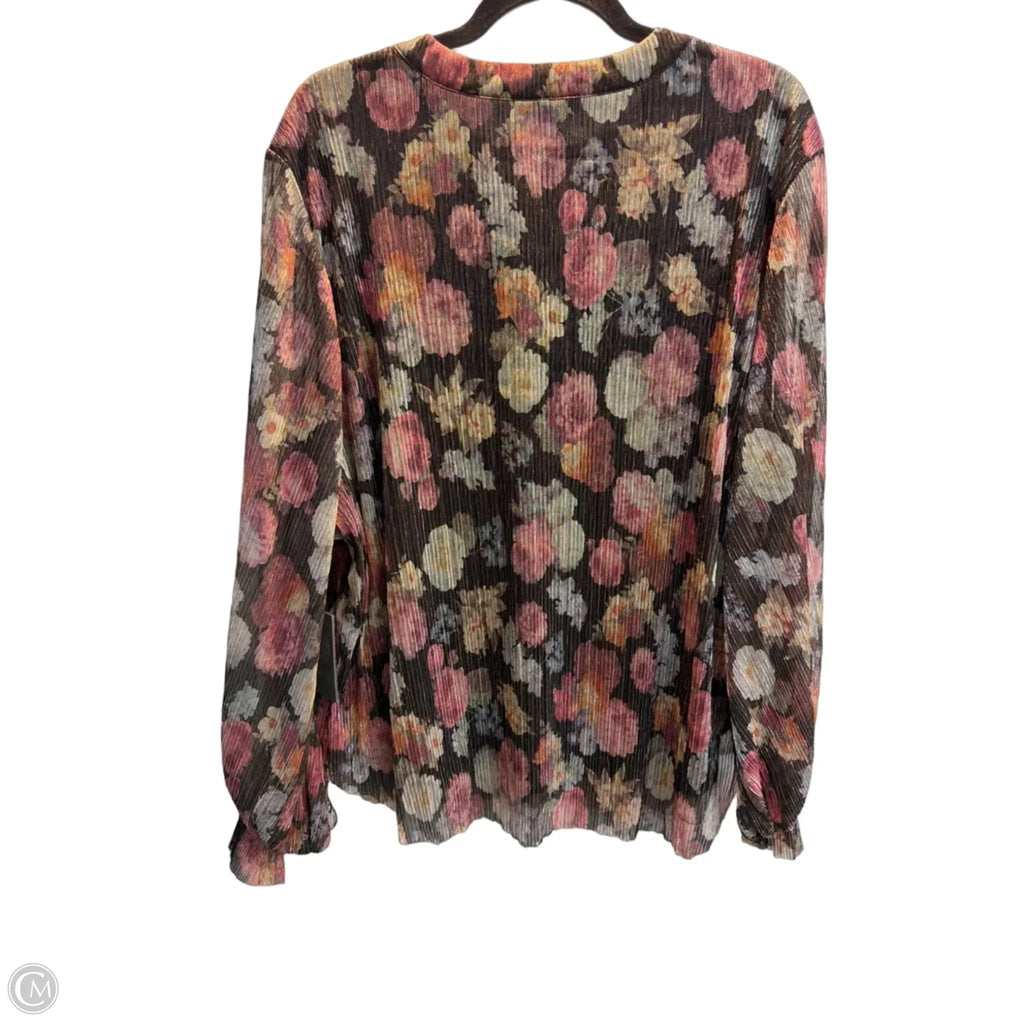 Blouse Long Sleeve By Vince Camuto In Floral Print, Size: 2x