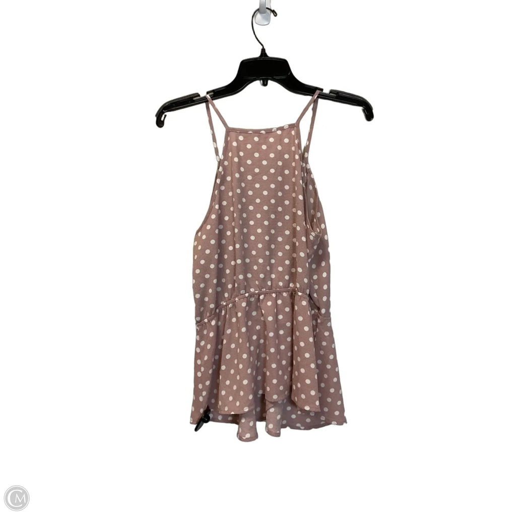 Top Sleeveless By Monteau In Pink & White, Size: L