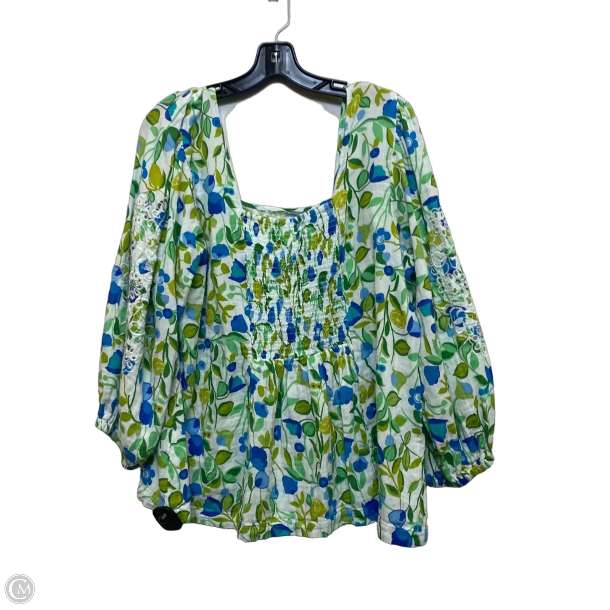 Top Long Sleeve By Susan Graver In Blue & Green, Size: Xl
