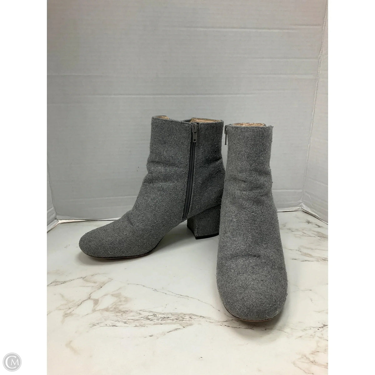 Boots Ankle Heels By Nine West In Grey, Size: 8