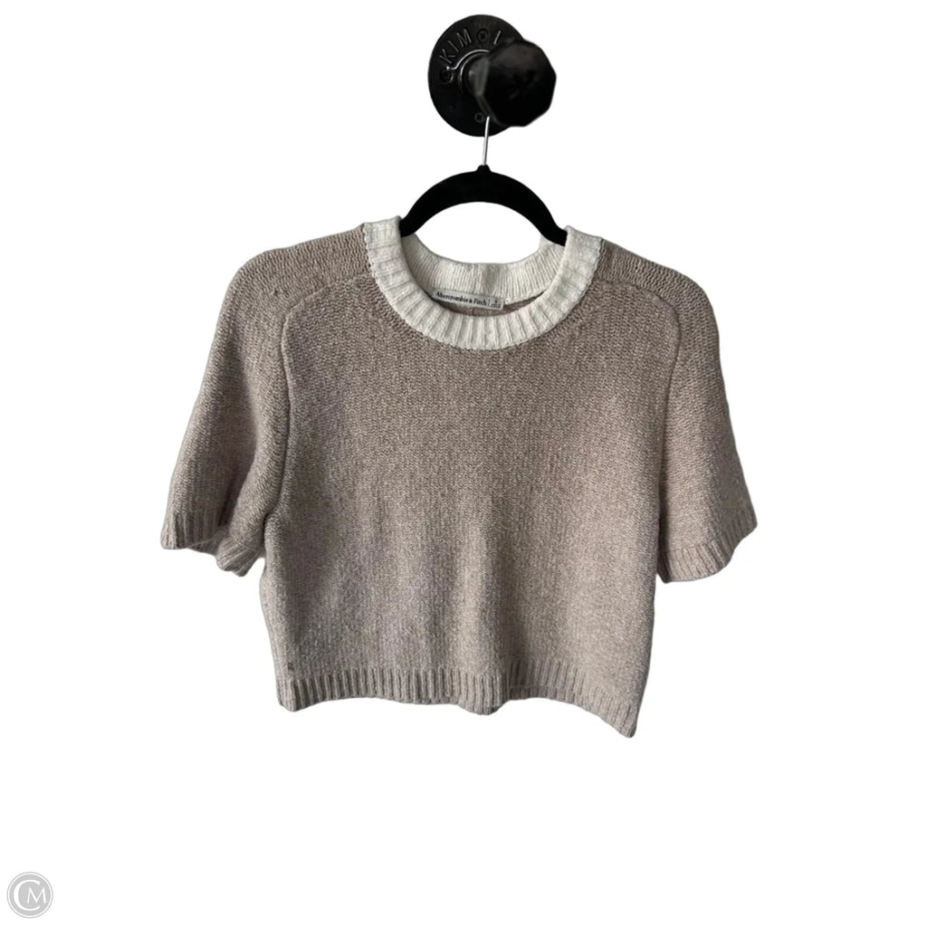 Sweater Short Sleeve By Abercrombie And Fitch In Tan & White, Size: S