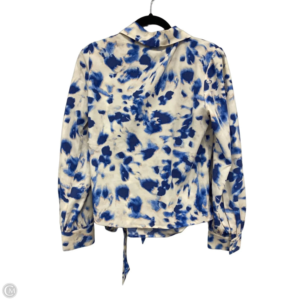 Blouse Long Sleeve By A New Day In Blue & White, Size: L