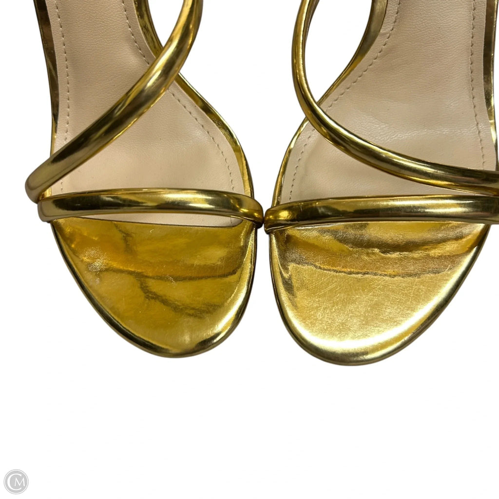 Sandals Heels Stiletto By Arezzo In Gold, Size: 6
