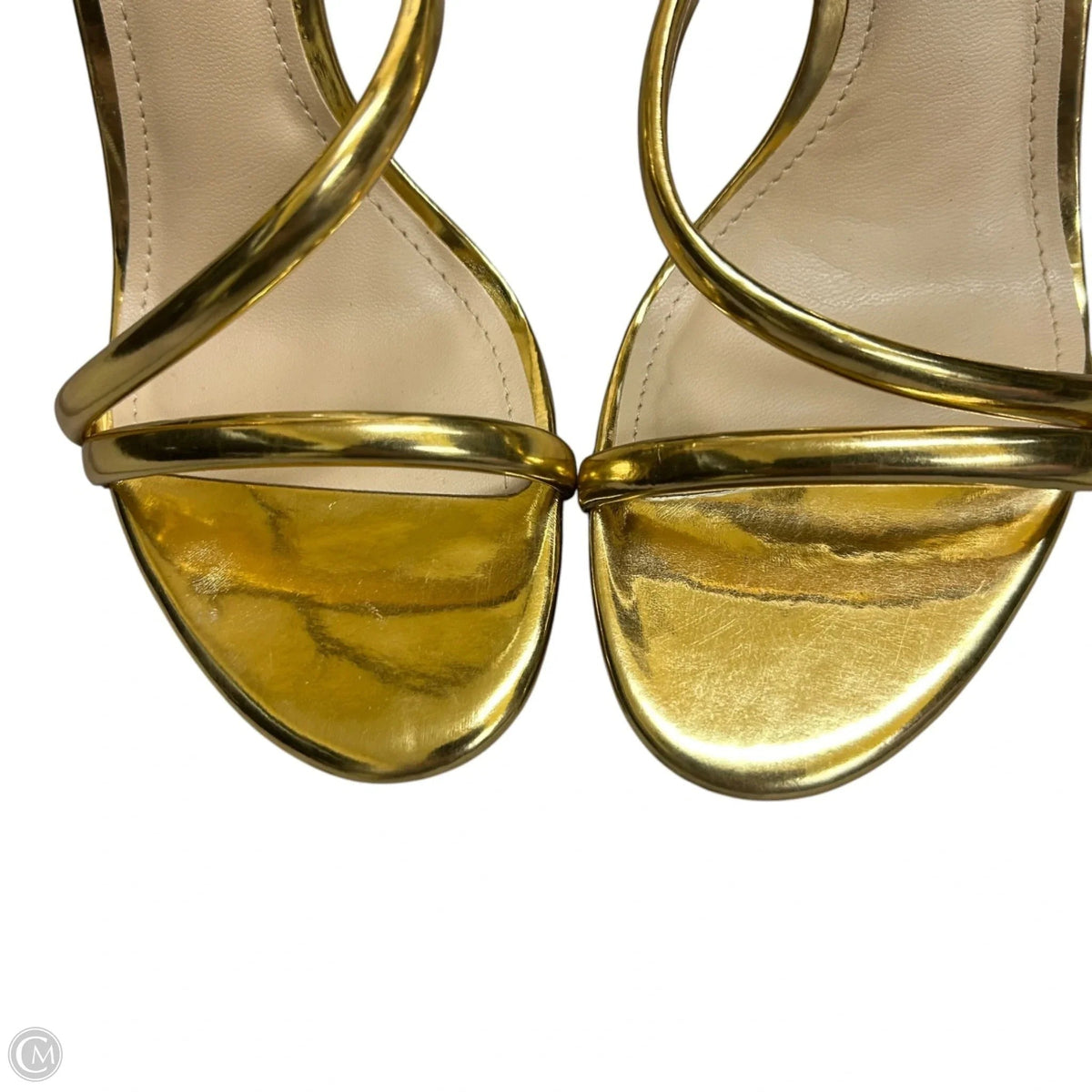 Sandals Heels Stiletto By Arezzo In Gold, Size: 6