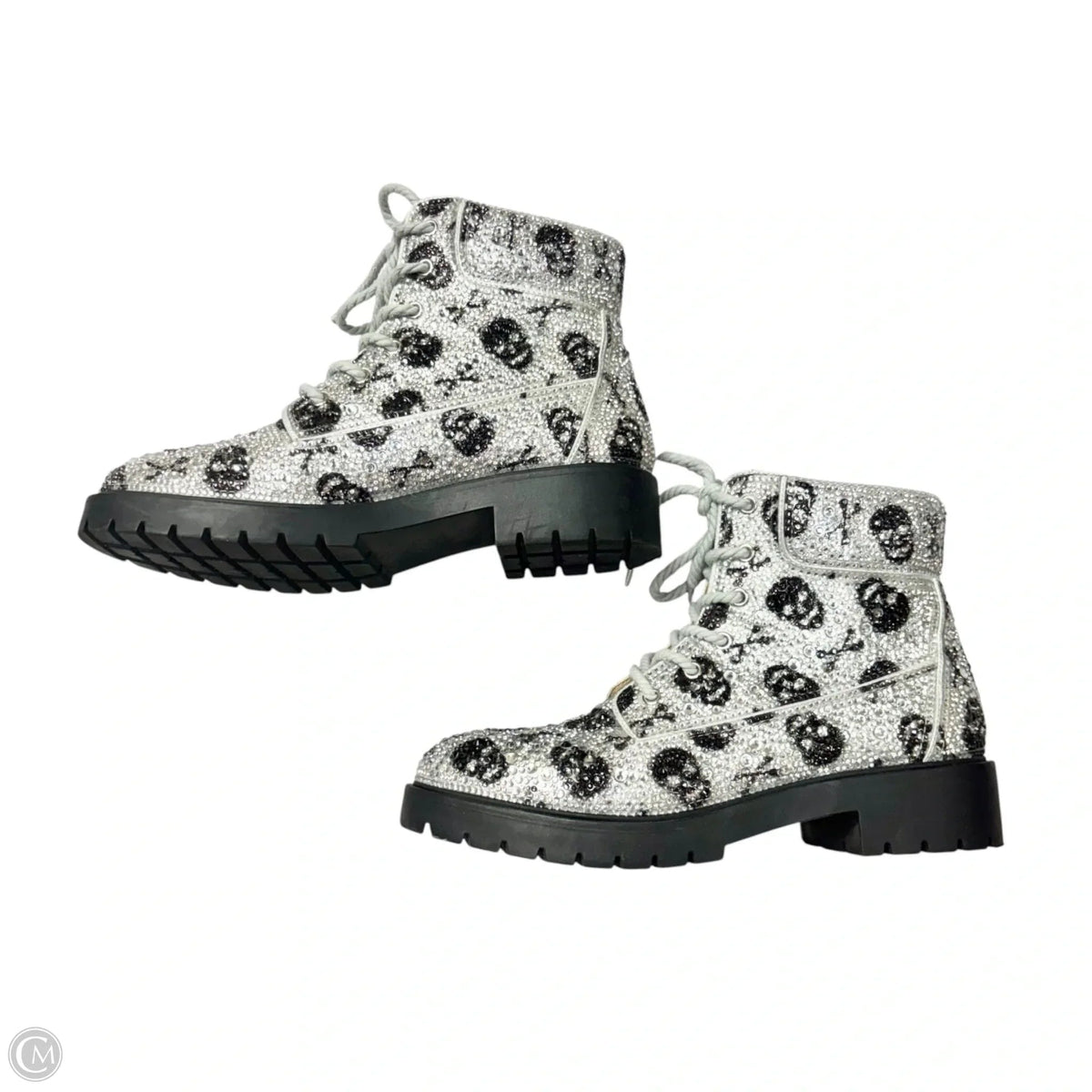 Boots Combat By Betsey Johnson In Black & Silver, Size: 11