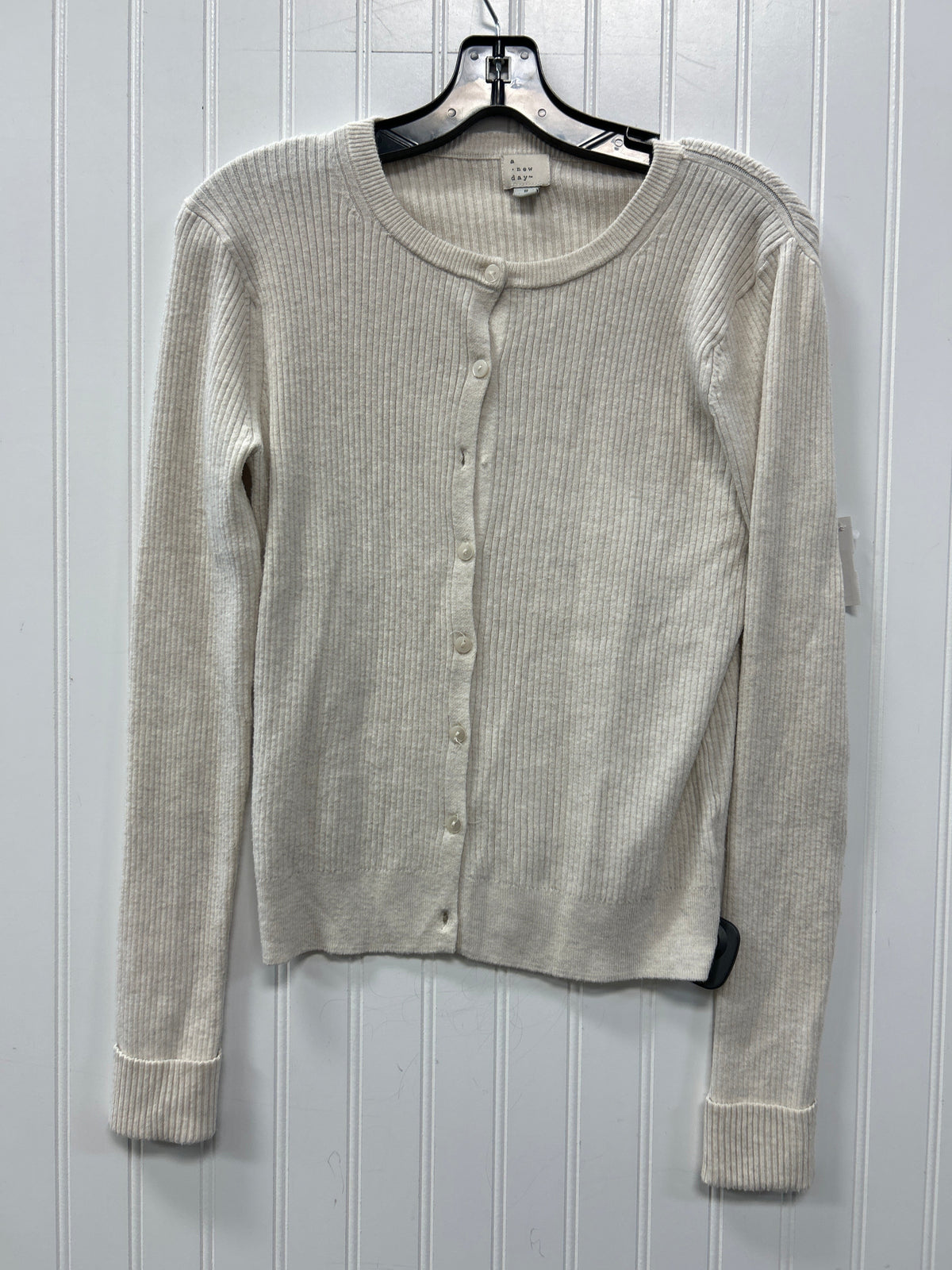 Sweater Cardigan By A New Day In Cream, Size:Xs