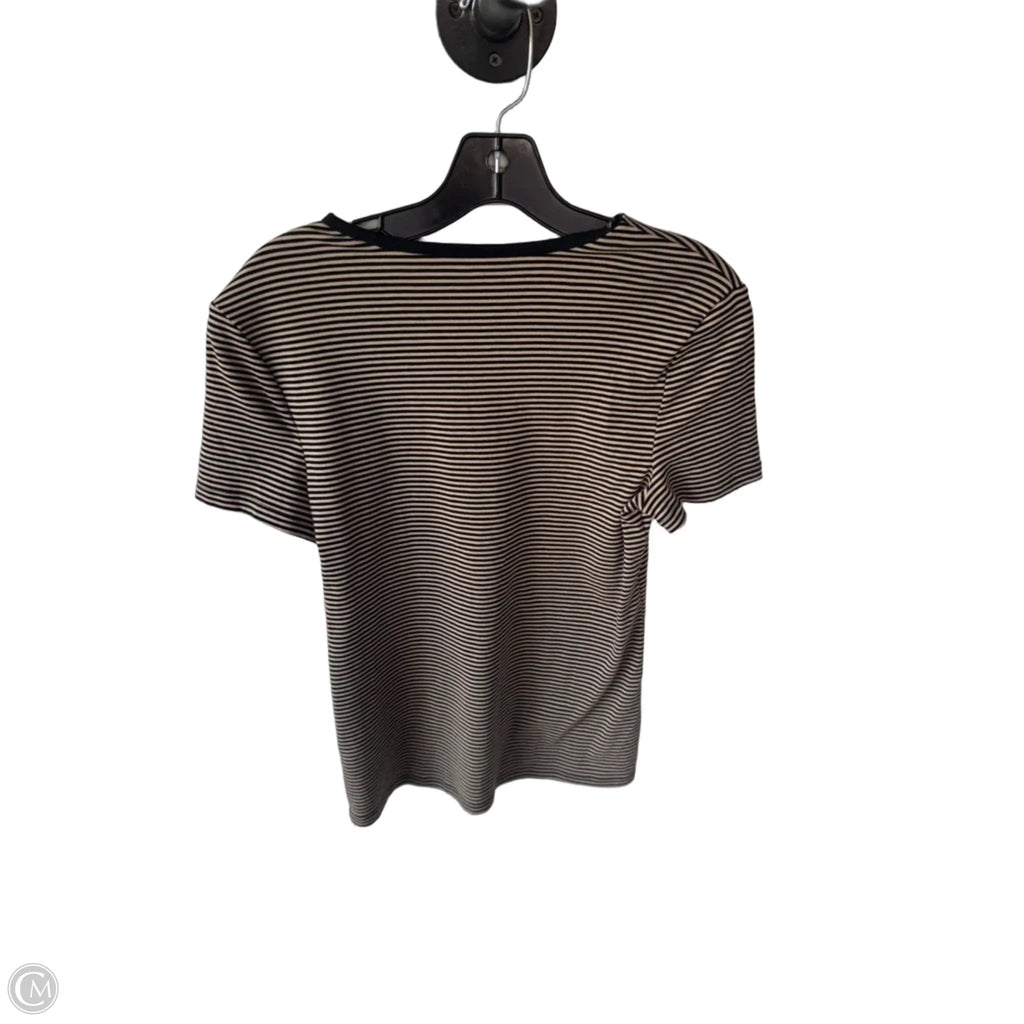 Top Short Sleeve Basic By Lauren By Ralph Lauren In Black & Tan, Size: M