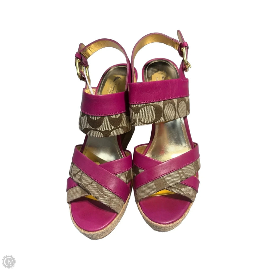 Sandals Designer By Coach In Gold & Pink, Size: 9