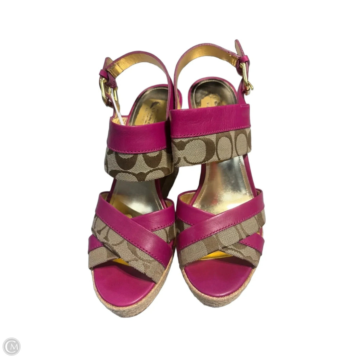 Sandals Designer By Coach In Gold & Pink, Size: 9