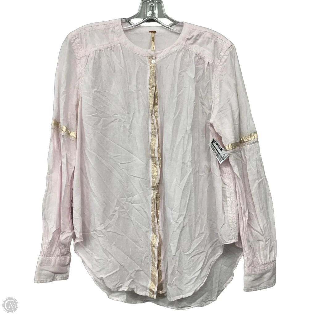 Top Long Sleeve By Free People In Pink, Size: S