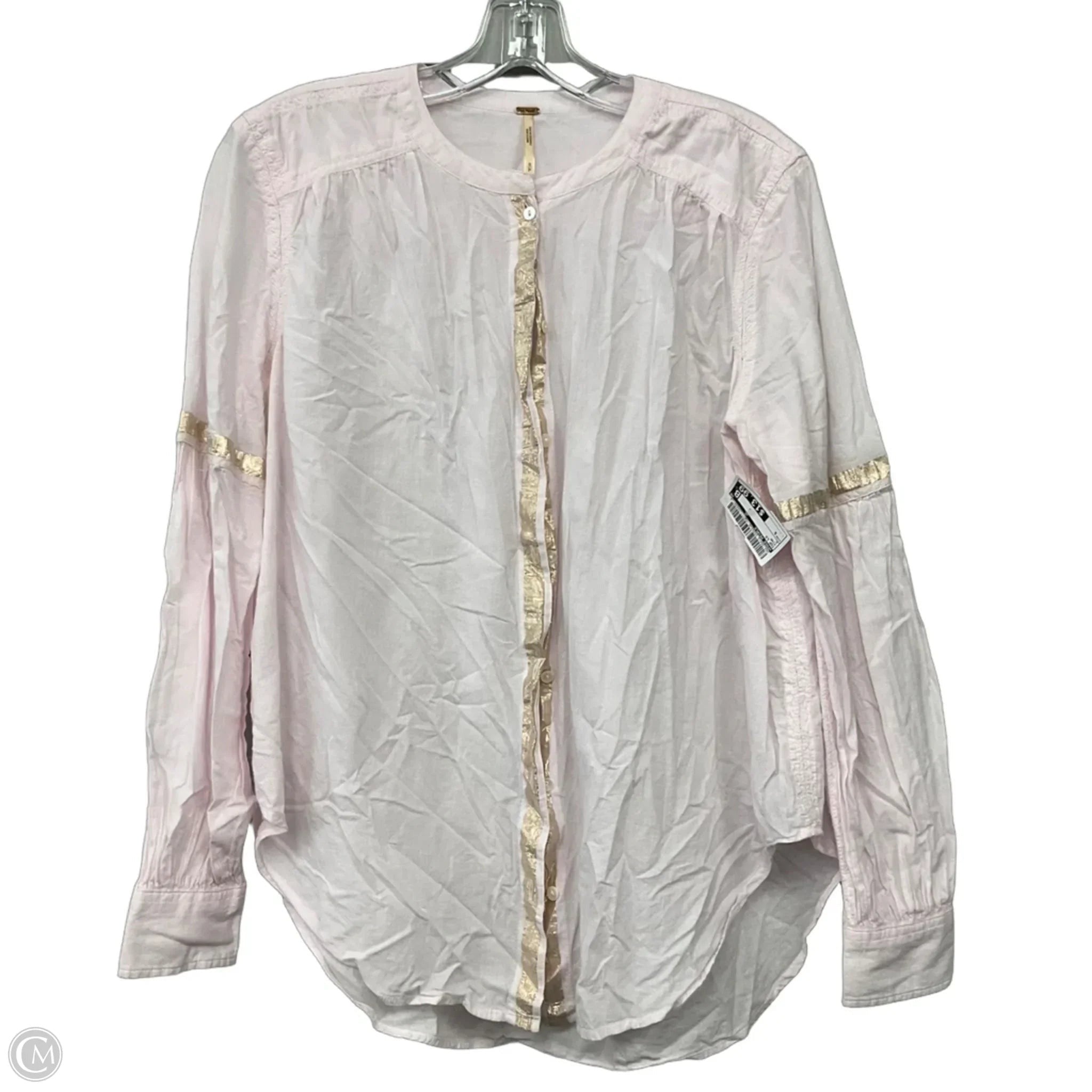 Top Long Sleeve By Free People In Pink, Size: S