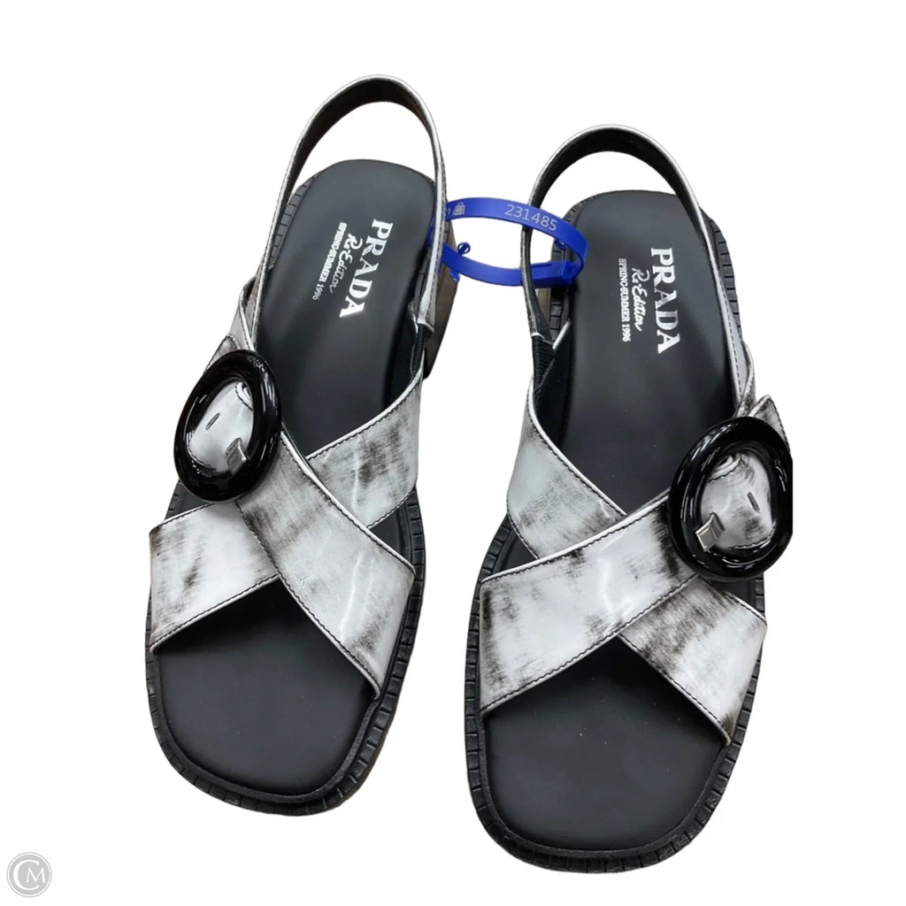 Sandals Luxury Designer By Prada In Grey, Size: 9
