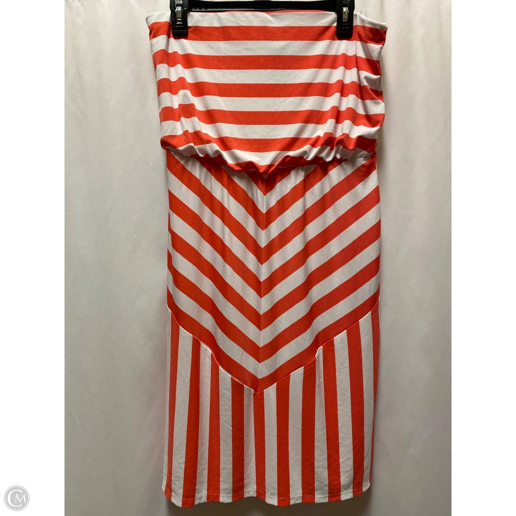 Dress Casual Midi By Bisou Bisou In Red & White, Size: M