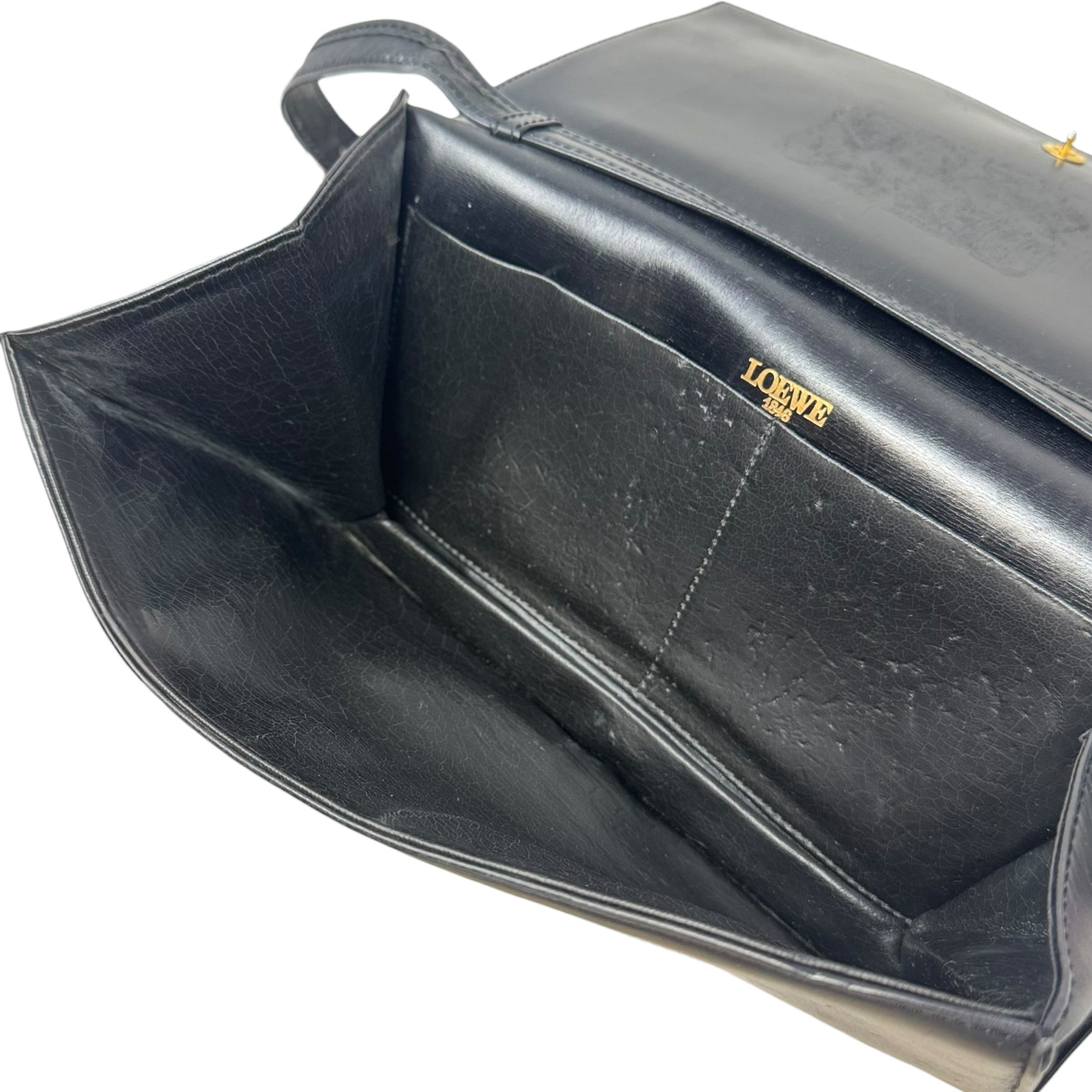 AS IS Vintage Leather Flap Shoulder Bag Luxury Designer By Loewe, Size: Small