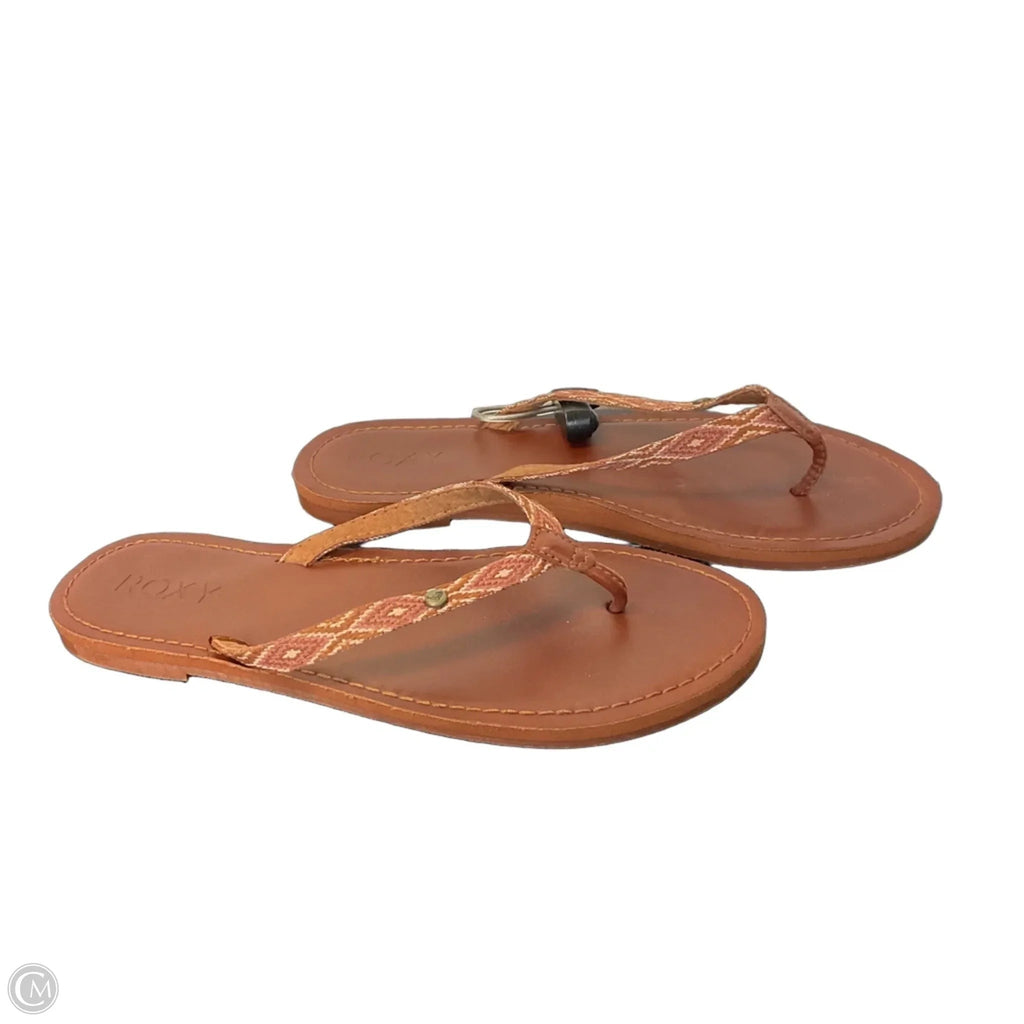 Sandals Flip Flops By Roxy In Brown, Size:
