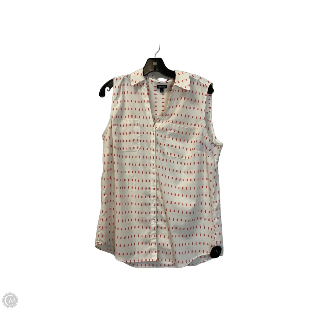 Top Sleeveless By Talbots In Cream & Red, Size: L