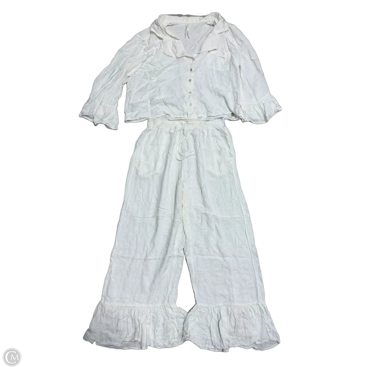 Pajamas 2pc By Anthropologie In White, Size: S/M
