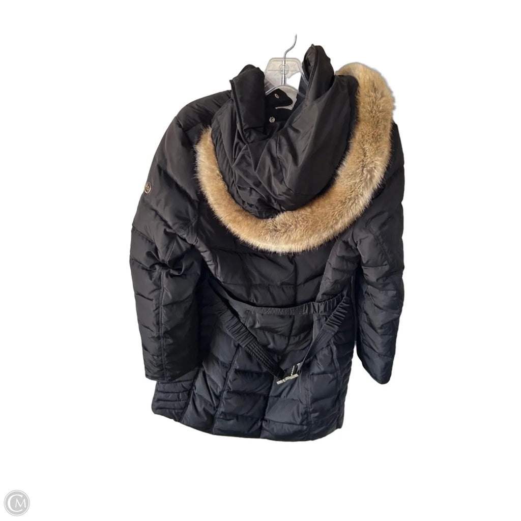 Coat Parka By Michael By Michael Kors In Black & Tan, Size: L