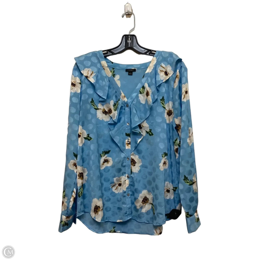 Top Long Sleeve By Ann Taylor In Blue, Size: L