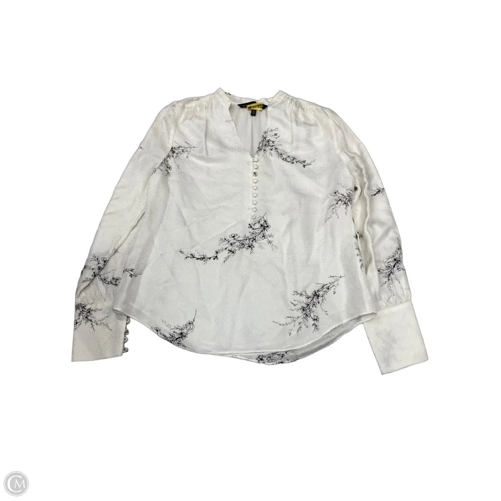 Blouse Long Sleeve By White House Black Market In Black & White, Size: Xs