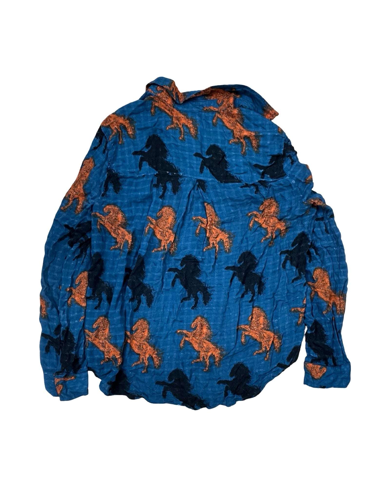 Blouse Ls By Jane And Delancey In Blue & Orange, Size:L