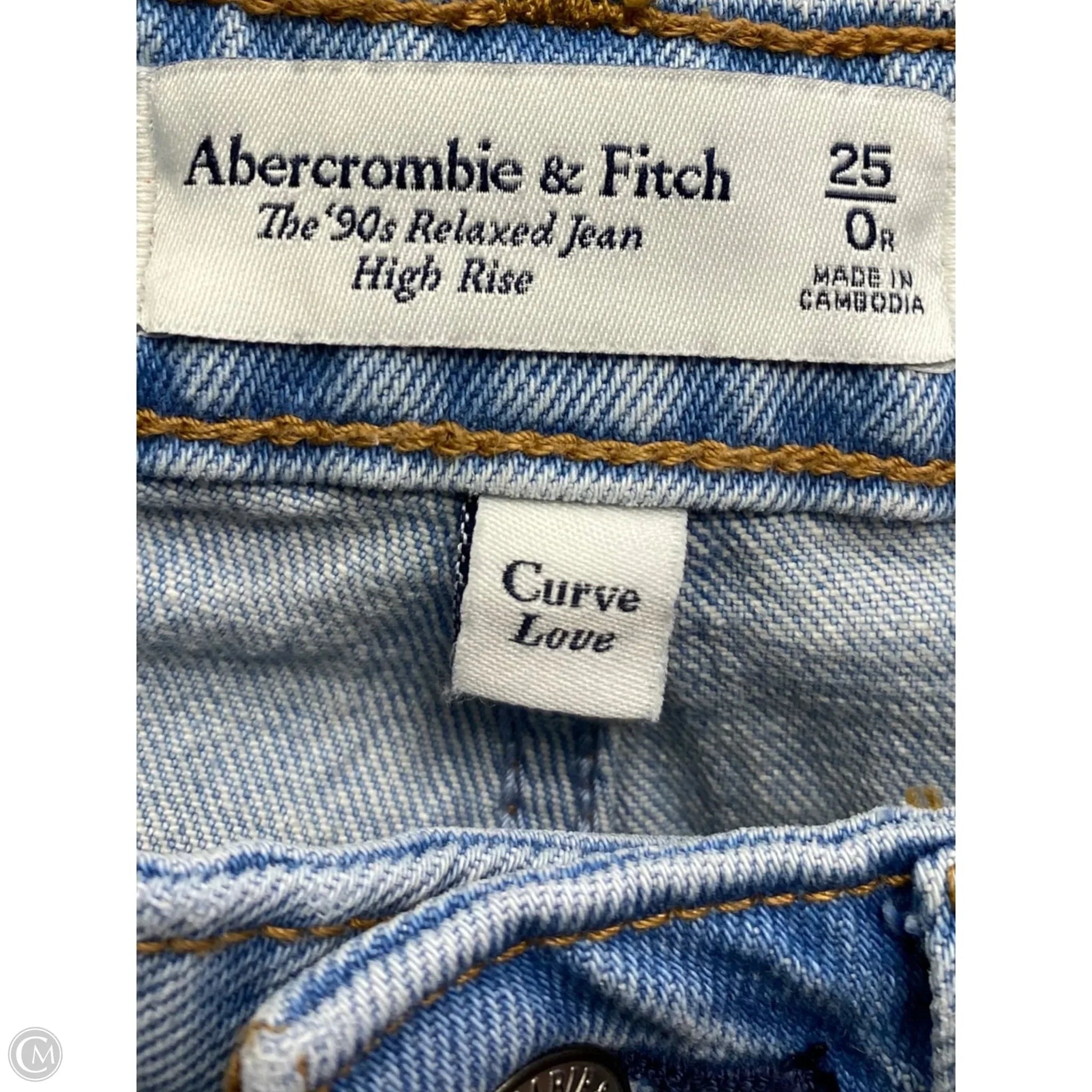 Jeans Wide Leg By Abercrombie And Fitch In Blue Denim, Size: 0