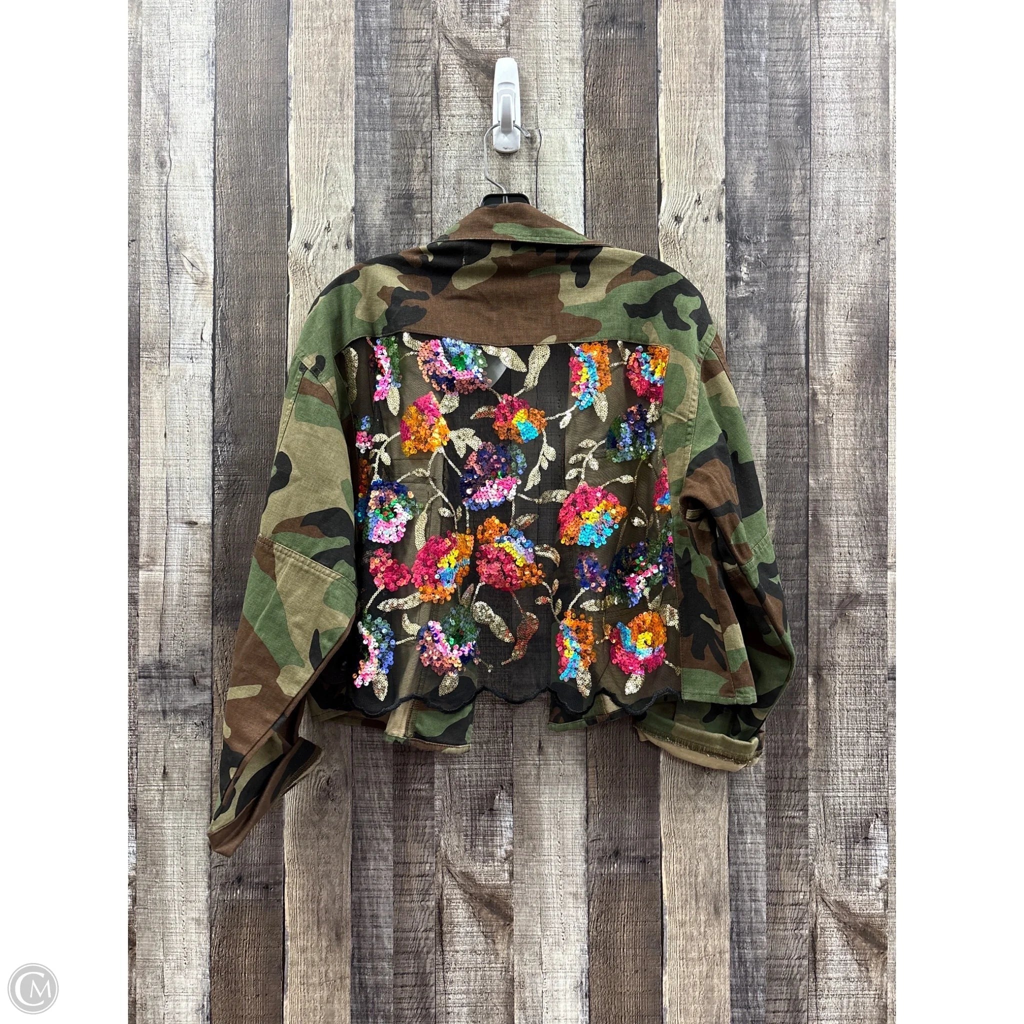 Jacket Denim By Veveret In Camouflage Print, Size: L