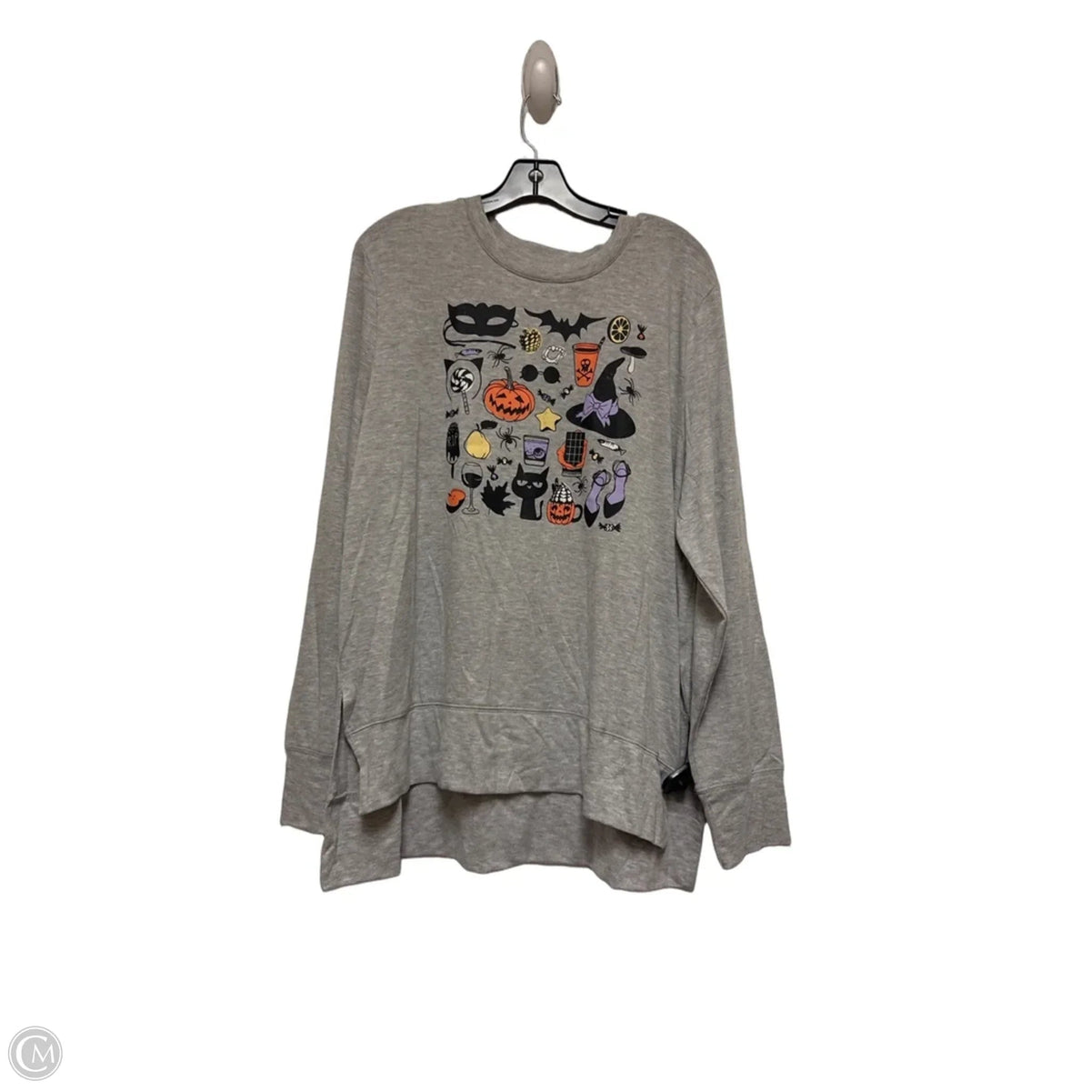 Top Long Sleeve By Clothes Mentor In Grey & Orange, Size: Xl