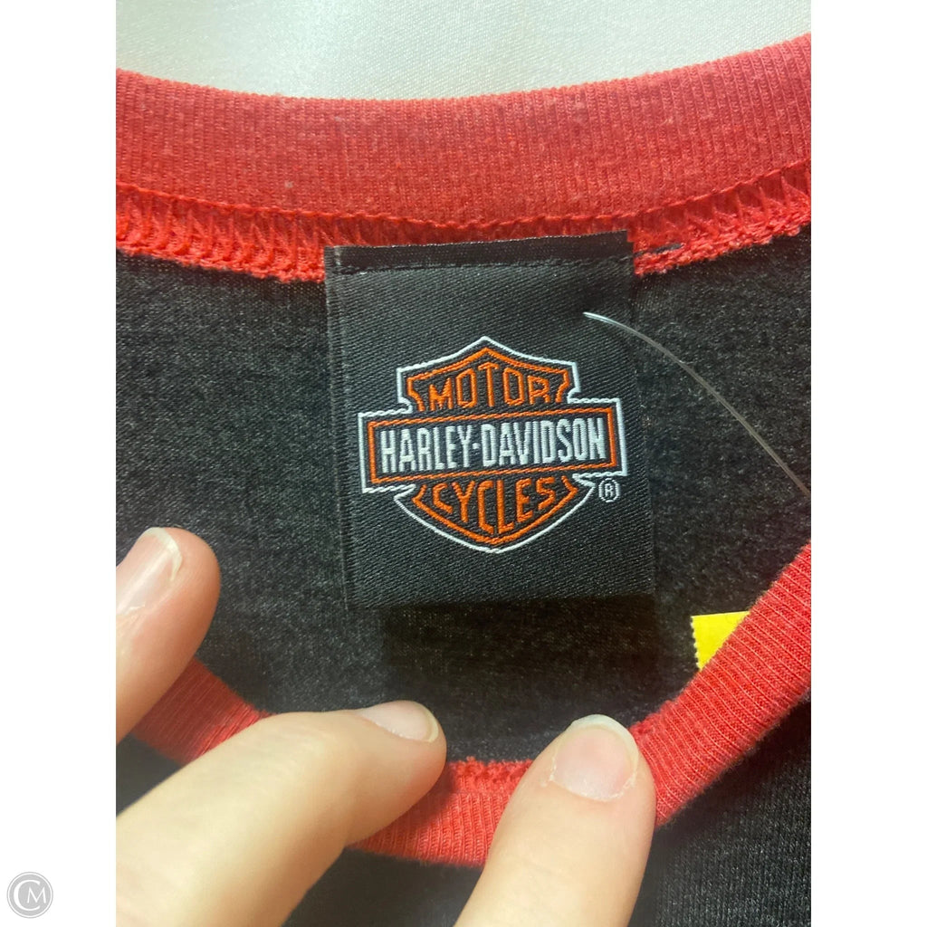 Top Long Sleeve By Harley Davidson In Black & Red, Size: Xxl