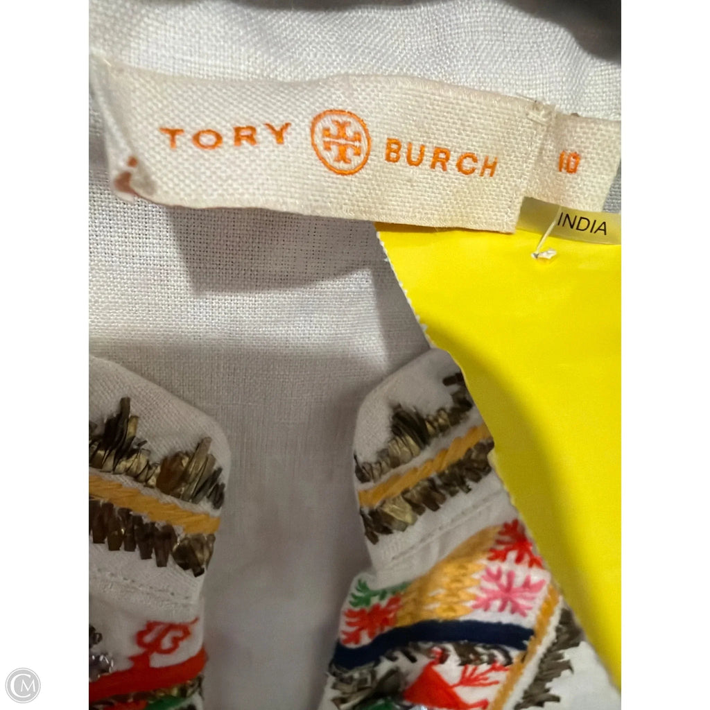 Top Long Sleeve Designer By Tory Burch In Cream, Size: M