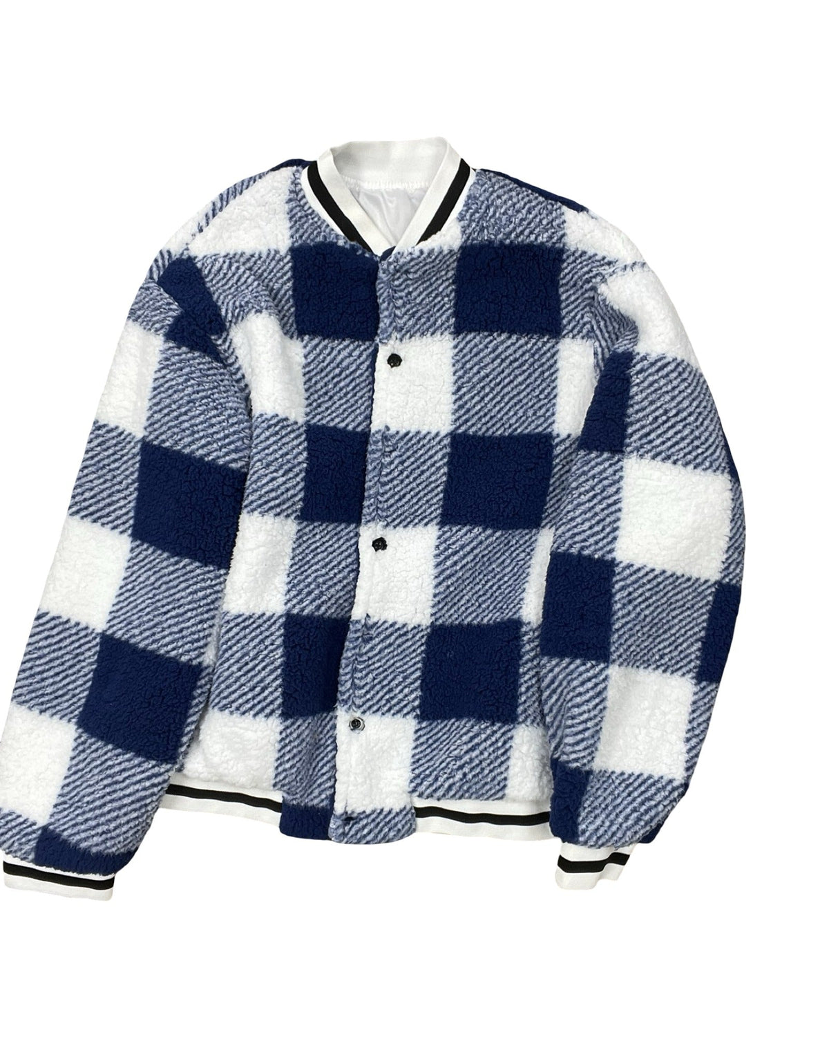 Jacket Fleece By Clothes Mentor In Blue & White, Size:L