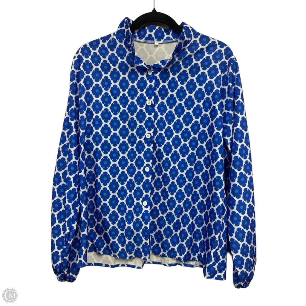 Top Long Sleeve By Clothes Mentor In Blue & White, Size: Xl