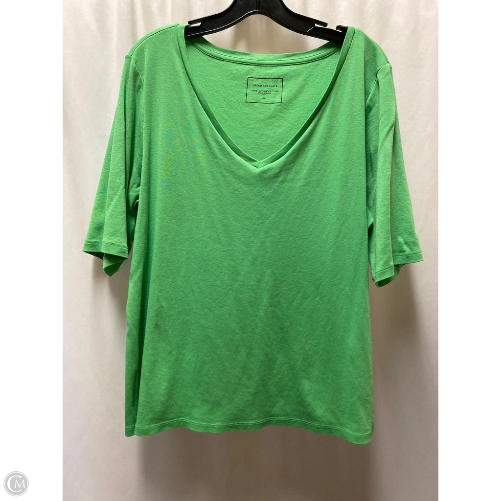 Top Short Sleeve By Charter Club In Green, Size: Xl
