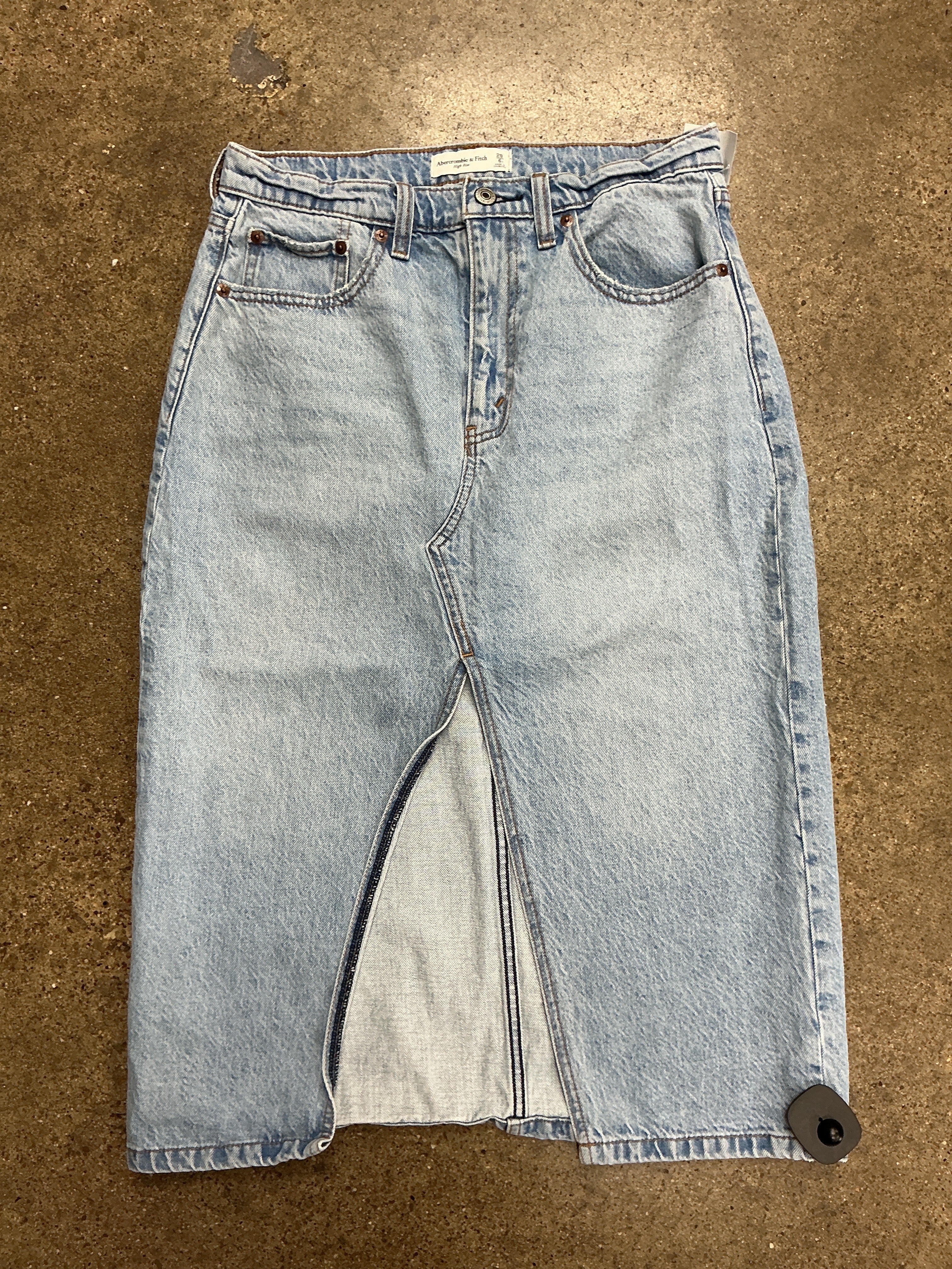Skirt Midi By Abercrombie And Fitch In Blue Denim, Size:6P