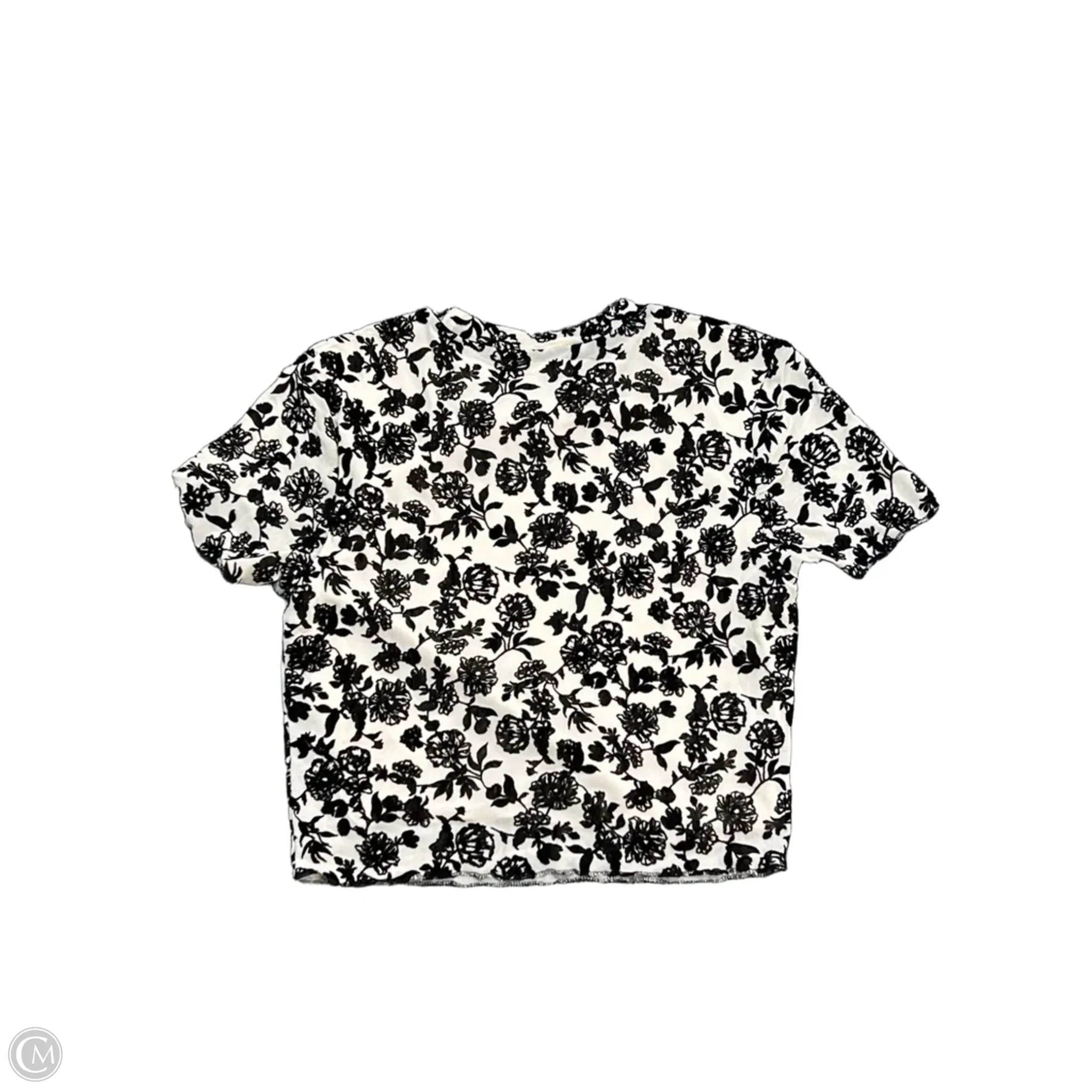 Top Short Sleeve By Sage In Black & Cream, Size: S