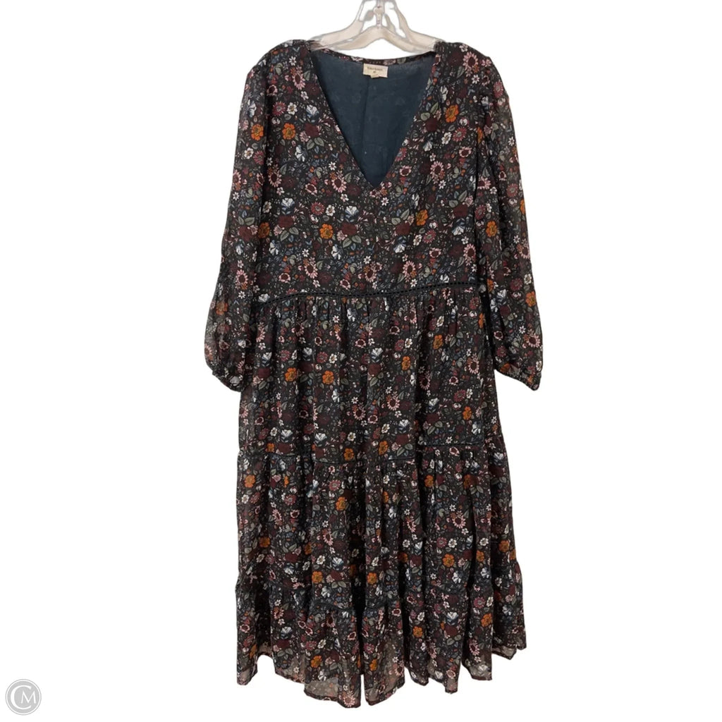 Dress Casual Maxi By World Market In Floral Print, Size: Xl