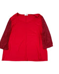 Top 3/4 Sleeve By 89Th And Madison In Red, Size:3X