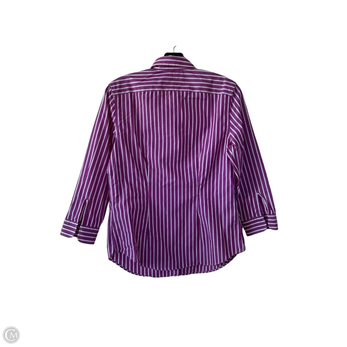 Top 3/4 Sleeve By Lauren By Ralph Lauren In Purple & White, Size: S