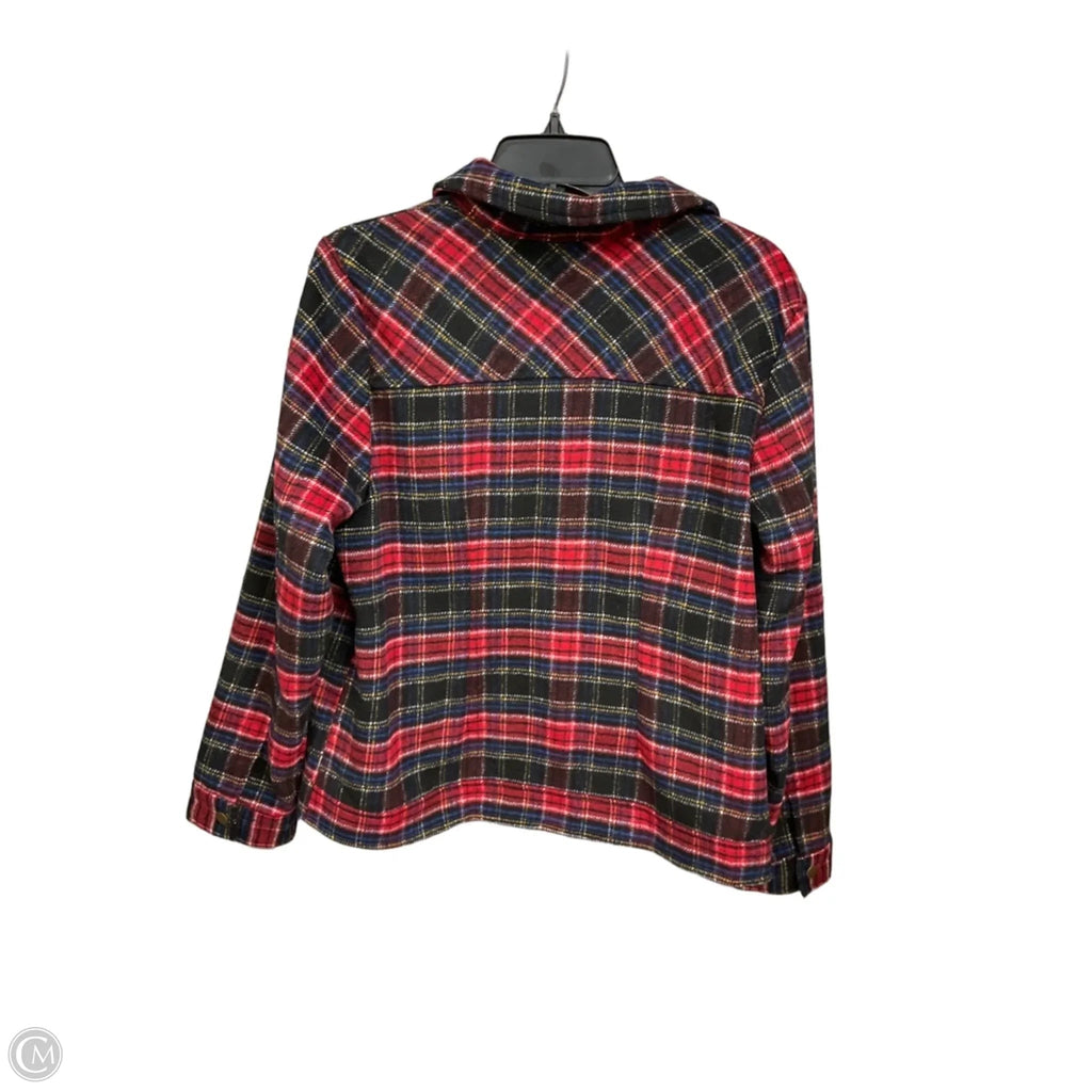 Jacket Shirt By Christopher And Banks In Plaid Pattern, Size: M