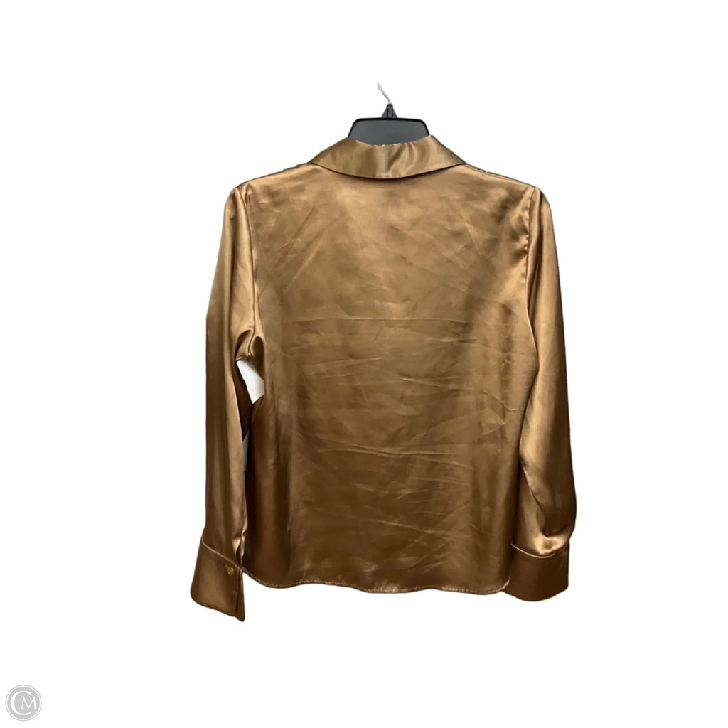 Blouse Long Sleeve By Kasper In Bronze, Size: Mp